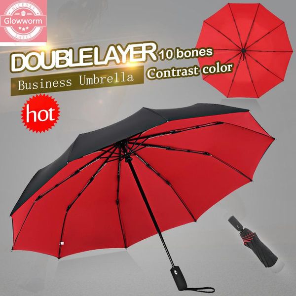 

umbrellas automatico doppio antivento femmina maschio dieci ossa auto lusso ombrelli grandi affari uomo pioggia donna parasole regalo
