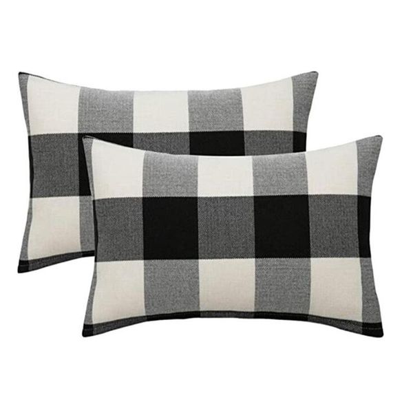 

classic check cotton and linen solid color decorative pillow pillowcase home decoration cushion cover black white cushion/decorative