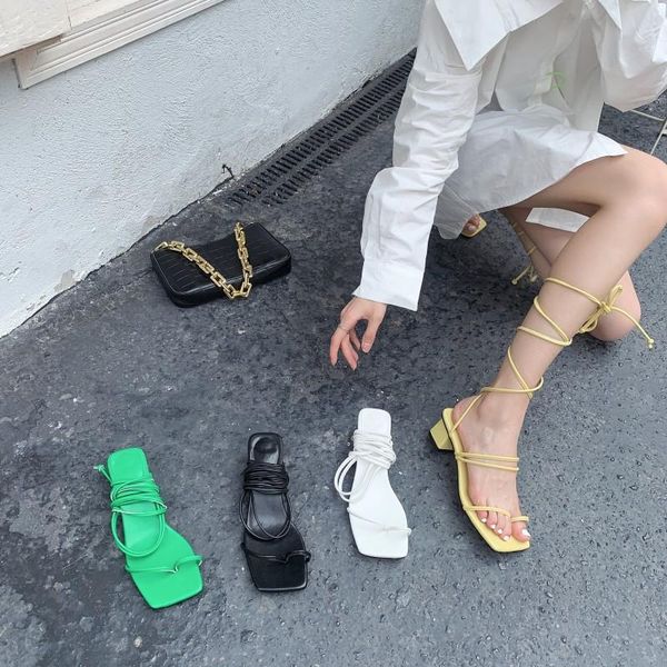 

sandals 2021 summer comfort shoes for women straps block heels open toe suit female beige cross lace up chunky high clear low ne, Black