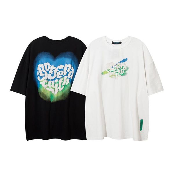 

men's t-shirts national tide niche brand hip-hop love foam printing short-sleeved t-shirt male ins harajuku bf wind couple half-sleeved, White;black
