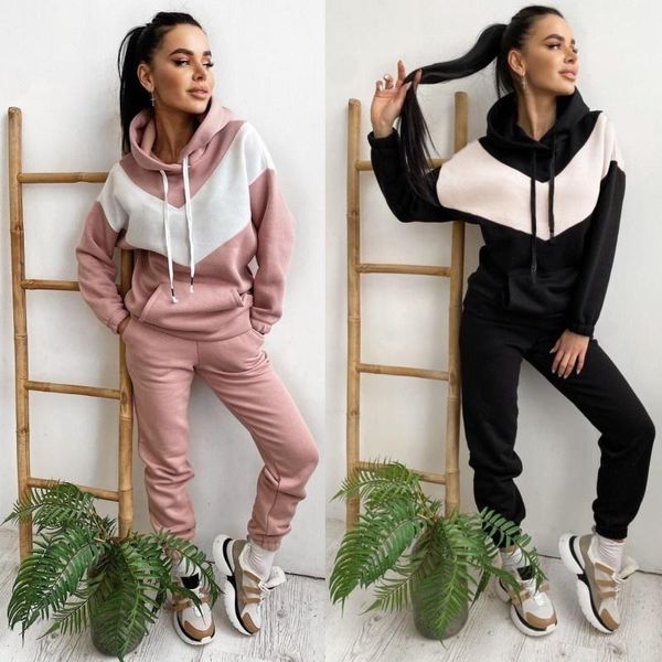 

Women's Two Piece Pants Womens 2 Sets Sportswear Tracksuit Women Sweatshirt Hoodie And Pieces Set Casual Suit Lounge Wear, White