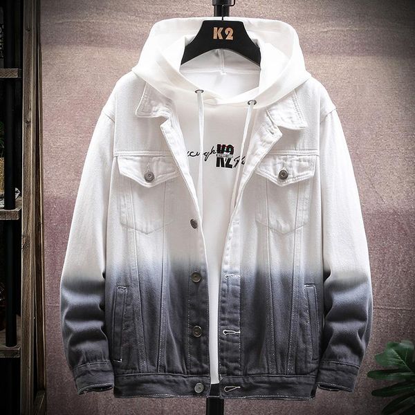 

men's jackets godlikeu spring mens denim jacket trendy fashion slim gradient male retro cowboy jeans coat clothing, Black;brown