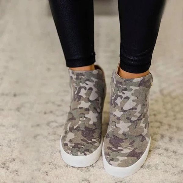 

boots women ankle high heels wedges pumps height incleasing platfrom shoes woman summer booties zapatos de mujer leopard n034, Black