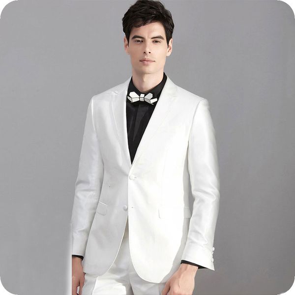 

men's suits & blazers white men for wedding groom tuxedos slim fit terno masculino peaked lapel man 2piece jacket pants costume ho, White;black