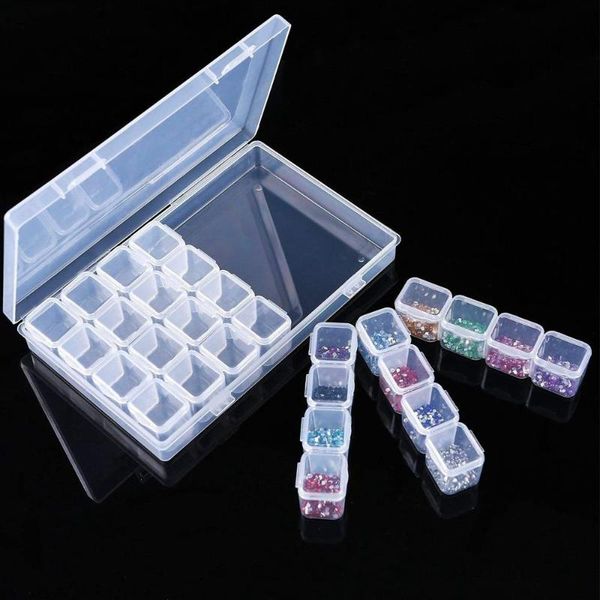 

storage boxes & bins mini diy removable plastic 28 slots nail art jewelry box transparent embroidery diamond painting case