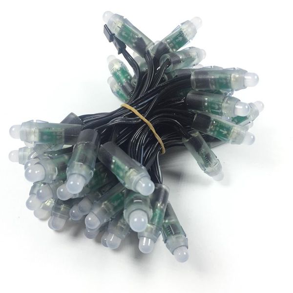 

50pcs dc5v/dc12v 12mm ws2811 ic rgb led pixel module string black wire waterproof ip68 digital full color light modules