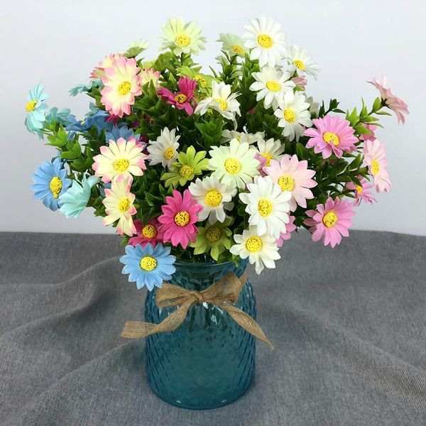 

artificial fake flowers 15 heads mini daisy chrysanthemum bouquet silk arrangements vases wedding home garden decoration decorative & wreath