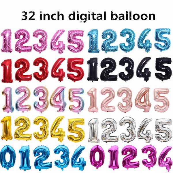 

party decoration 32 inch medium 0-9 aluminum film number balloons birthday anniversary golden foil