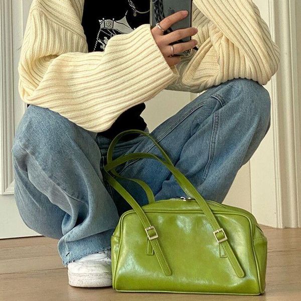 

evening bags summer fashion women green big shoulder pu leather female purse handbags large capacity ladies daily small casual tote