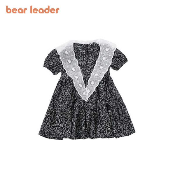 

bear leader mom and daughter matching clothes fashion summer family flowers outfits korean kids floral lace princess vestidos 210708, Blue