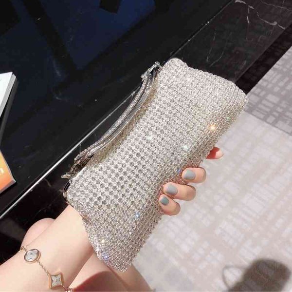 

evening bags women's net red cross shoulder banquet handbag show with diamond chain