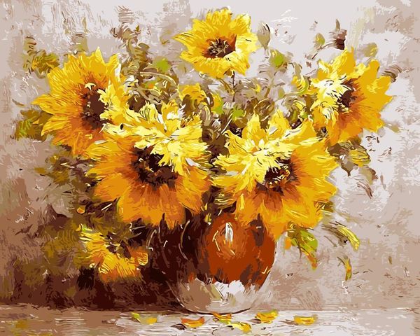 

paintings flower picture by number sunflower frame on canvas diy kits handpainted coloring drawing painting home decoration art