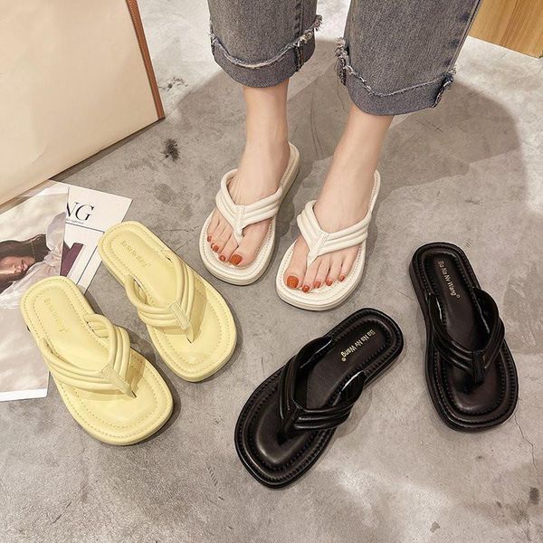 

shoes women slippers for swimming pool slides pantofle platform fashion rubber flip flops soft beach 2021 luxury hawaiian flat, Black