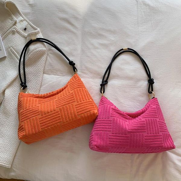 

evening bags women shoulder bag ladies fashion pure color corduroy underarm large capacity shopping casual handbag