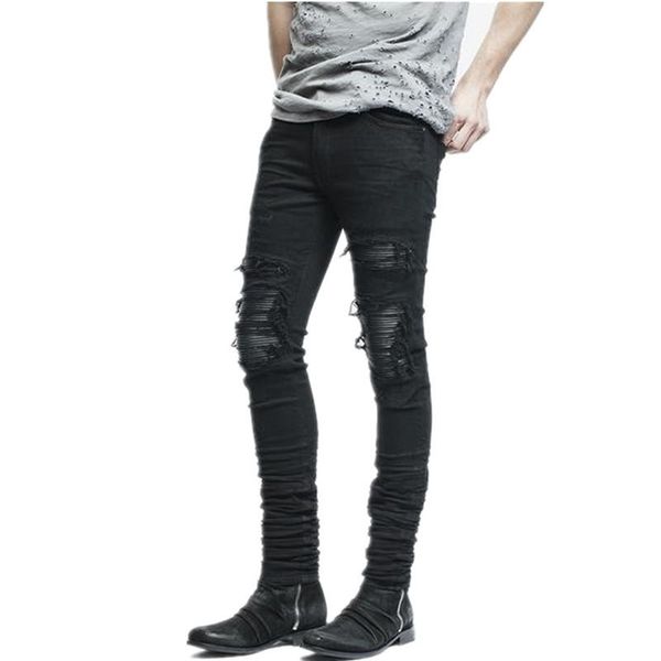 

men's jeans men pants fashion ripped mens knee casual slim fit for trousers xy2, Blue