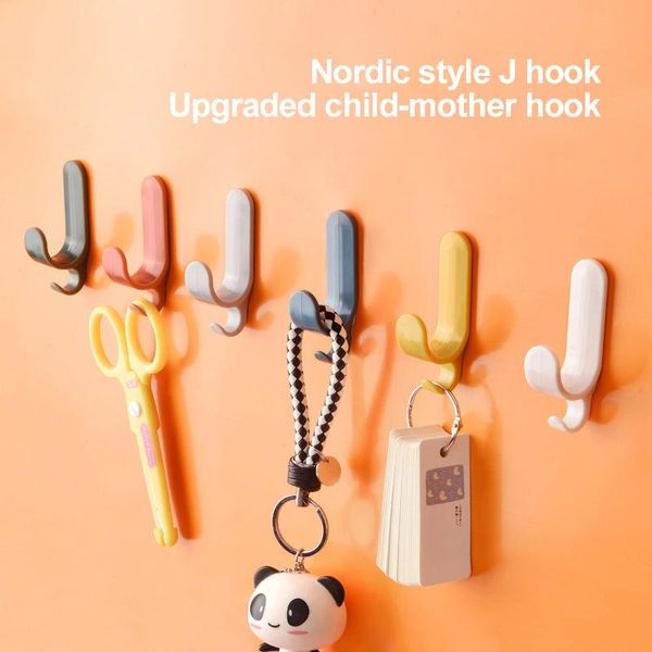 

hooks & rails 4/6pcs bathroom towel plastic door hangers self adhesive wall hat racks keys hanger organizer home