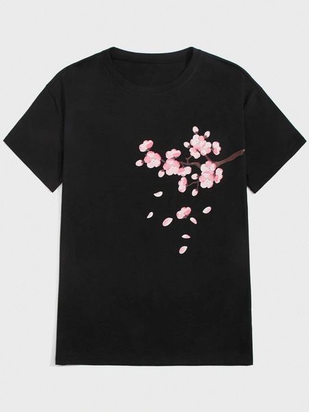 

romwe guys floral print tee h20r#, White;black