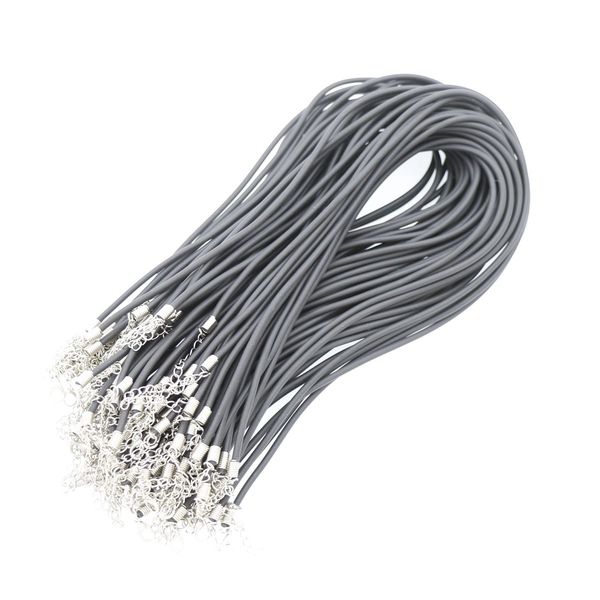 

black rubber necklace cord chains for pendant necklaces jewelry making lobster claw chain jewelry findings & components 100pcs/lot 18"+, Silver