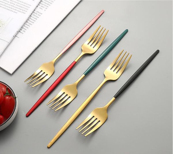 

4pcs/set stainless steel dinner kitchen tableware silverware sets black gold dinnerware set knife fork coffee spoon cutlery