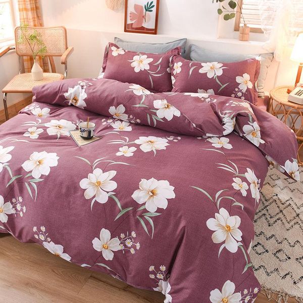 

bedding sets spring autumn set floral printed king  full single size bed linen duvet cover flat sheet pillowcase