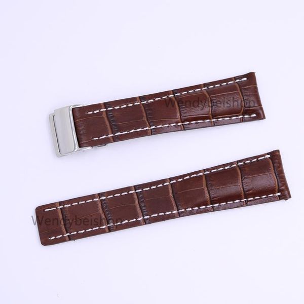 

watch bands carlywet 22 24mm(20mm clasp) brown real cowhide leather wrist band strap belt for super ocean 1884, Black;brown