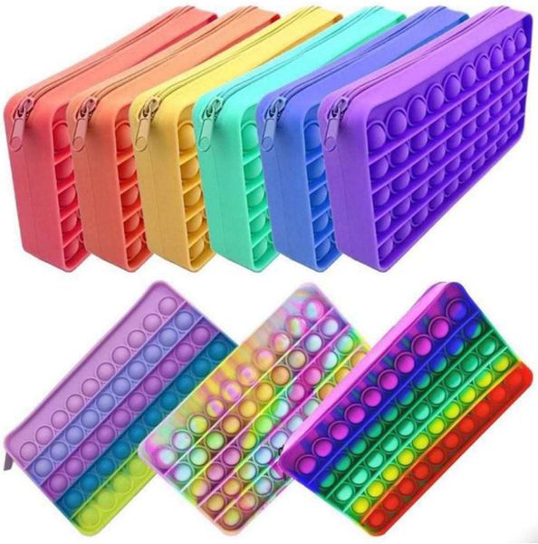 

party fidget toys pencil case colorful push bubble sensory squishy stress reliever autism needs anti-stress rainbow toy for children school
