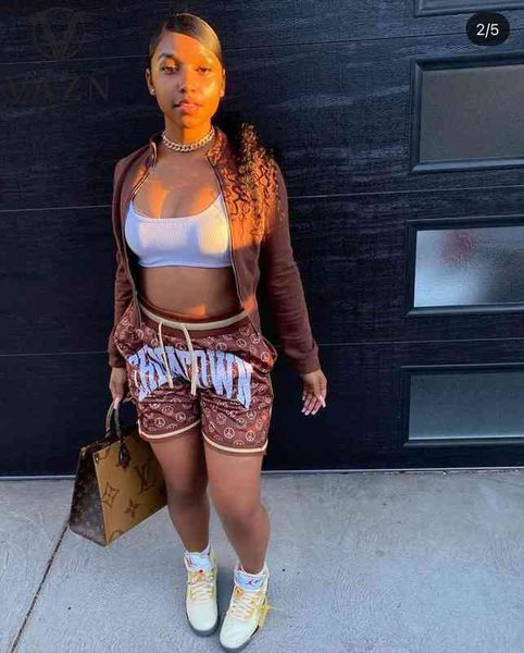 

vazn summer ladies casual fashion street personality loose sport home print alphabetic skinny shorts, White;black