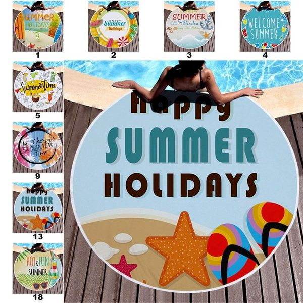 

18 styles beach towels tropical printed large outdoor camping picnic microfiber round fabric bath towel for living room home decorative