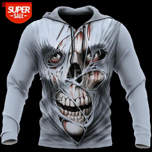 

trippy black skull head 3d print spring autumn hoodie man women harajuku outwear zipper pullover sweatshirt casual unisex-11 #2z2n