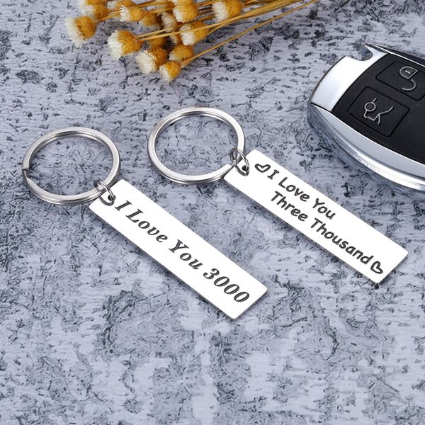 

10Pieces/Lot I Love You 3000 Keychain Stainless Steel Keyring for Boyfriend Husband Father Daughter Car Keychains Birthday Graudation Gift