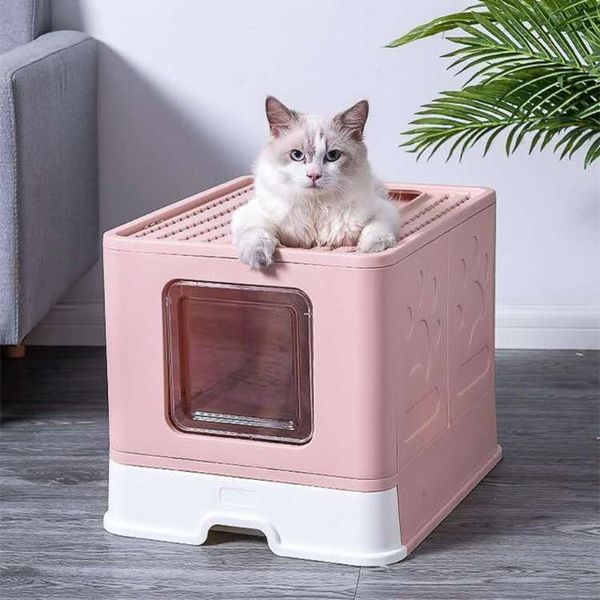 

other cat supplies toilet foldable bedpan anti splash cats litter box closed tray kitten clean restroom for training pet