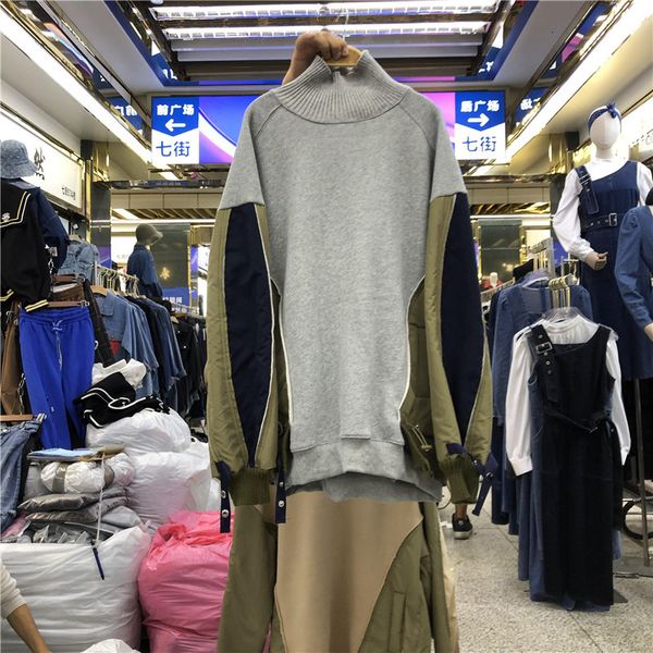 

hoodies Female Msxu in winter fashion high losse neck retail mock sweater two casual pullovers, Black