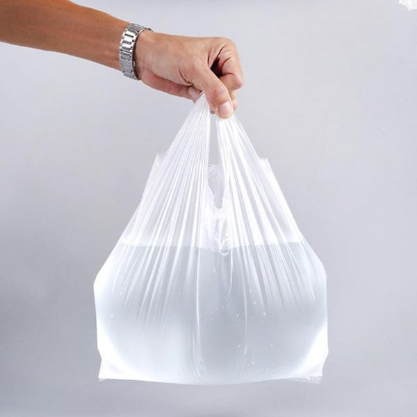 

gift wrap 50pcs thicken transparent bags environmentally friendly plastic carry-out t-shirt shopping handled for