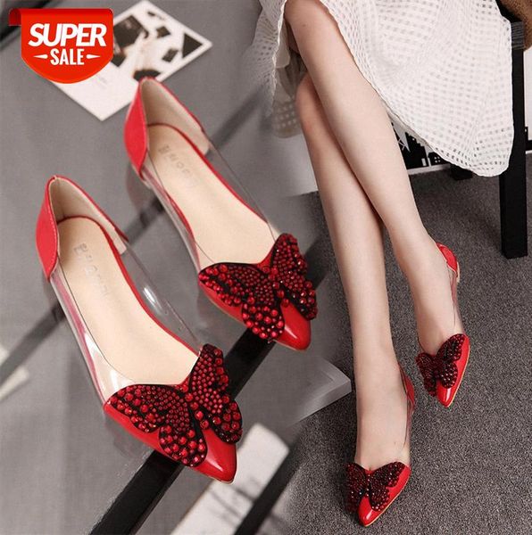 

casual single shoes women's rhinestone butterfly decoration low-heel one-pedal #s06s, Black