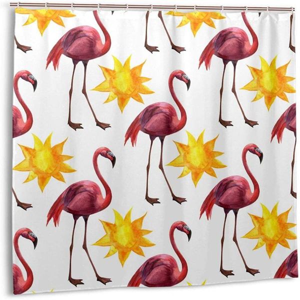 

shower curtains flamingos waterproof curtain, cartoon curtain