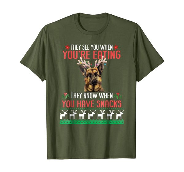 

German Shepherd Xmas Shirt They See You When You're Eating, Mainly pictures