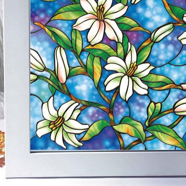 

window stickers 45x200cm sticker pvc privacy protection static diy glass film home opaque flower bathroom removable frosted colorful