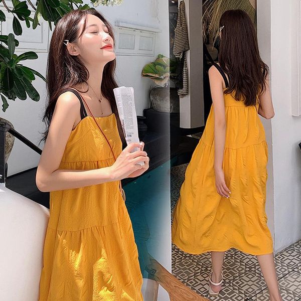 

598# maternity dress summer short sleeves solid color loose stylish pregnant women mom dresses, White