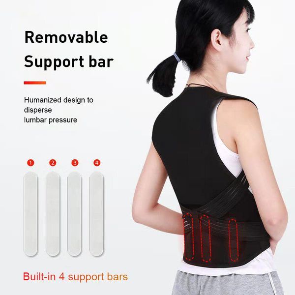 

self-heating waistcoat shoulder waist warmer corrector de postura tourmaline magnet therapy back support, Black;blue