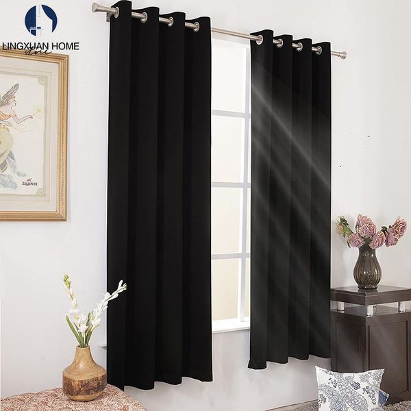 

modern blackout curtains for living room window treatment blinds black thick solid curtain bedroom high shading drape panel & drapes