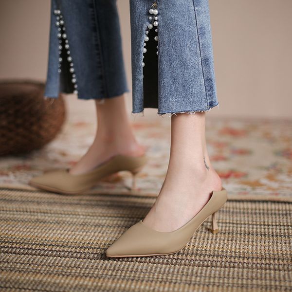 

luxury dress shoes women's 2021 autumn pointed thin simple fashion women's high heels solid color temperament ol low single sho, Black