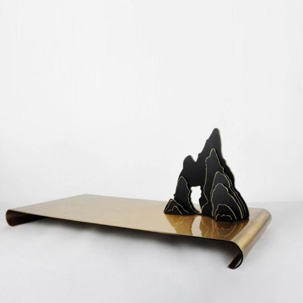 

dishes & plates chinese zen ornaments iron art metal rockery mountain shadow tray model room el soft decoration