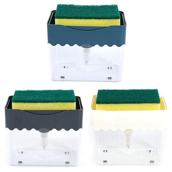 

kitchen sponge bracket press soap liquid box dispenser manual hand washing family school office bathroom tool
