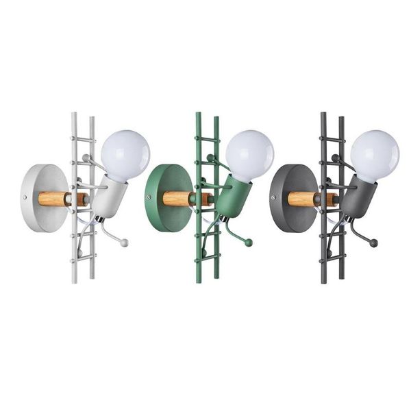

creative humanoid wall light indoor modern sconce lamp art decor iron e27 base for bedroom children room stair kitchen