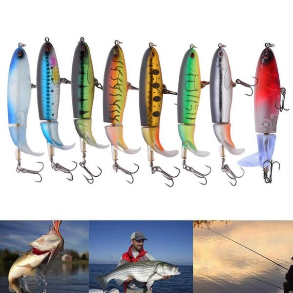 

1pcs simulation bait propeller tractor hard road floating pencil fishing lures tackle accessory hooks