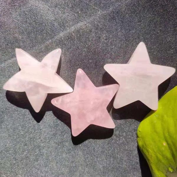 

decorative objects & figurines 3pcs 40-45g natural pink star crystal mineral quartz body home aquarium energy healing stone