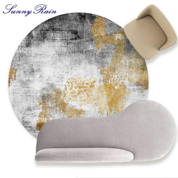 

sunnyrain 1-piece printed grey and goden abstract round rug for bedroom are rugs carpet living room children's carpets