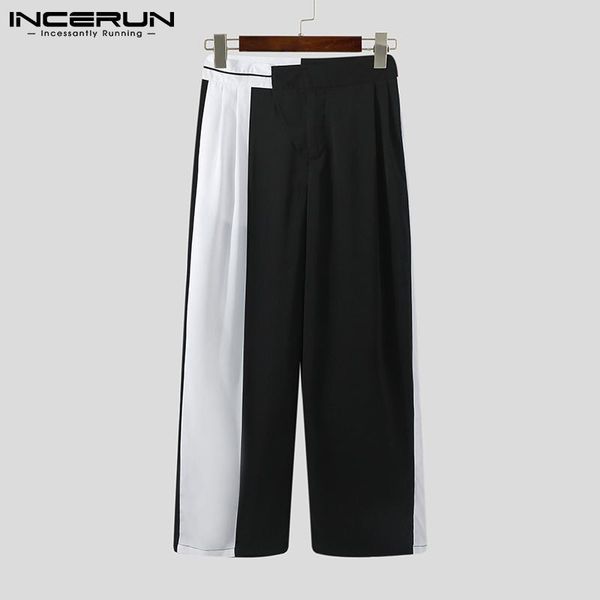 

men's pants fashion men casual joggers patchwork baggy streetwear korean straight trousers 2021 leisure pantalones hombre 5xl incerun, Black