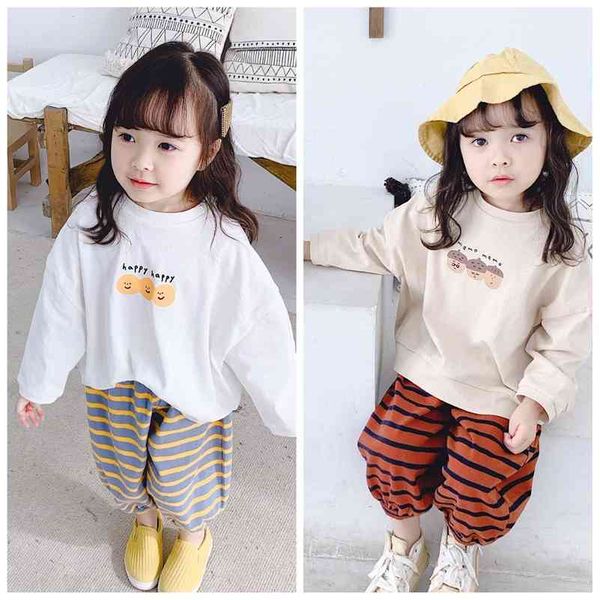

spring kids oversized long sleeve t shirts baby girls cartoon loose casual children clothes 210708, Blue