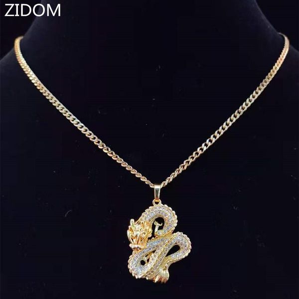 

men hiphop chinese dragon pendant necklace zircon women hip hop necklaces vintage jewelry fashion gifts, Silver
